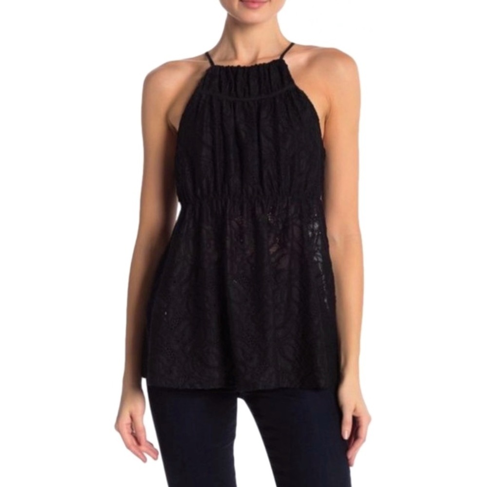 BCBG MAXAZRIA Black Lace Halter NWOT S